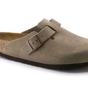 Birkenstock Boston Clog Suede Soft Foot Bed Taupe 37 6 / 6.5 Regular NIB